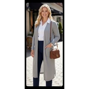 MAGASCHONI women's cardigan light sweater Long grey Sz Large Contemporary N33